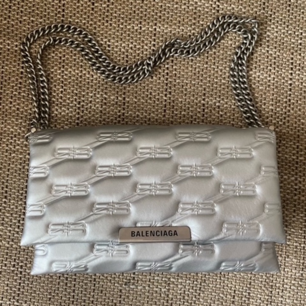 NWT Silver BALENCIAGA Triplet BB monogram shoulder bag - Picture 3 of 12